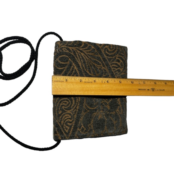 Mini Crossbody Purse Handbag Beautiful Trimmed Buttons Handmade Browns Greens - Picture 7 of 9